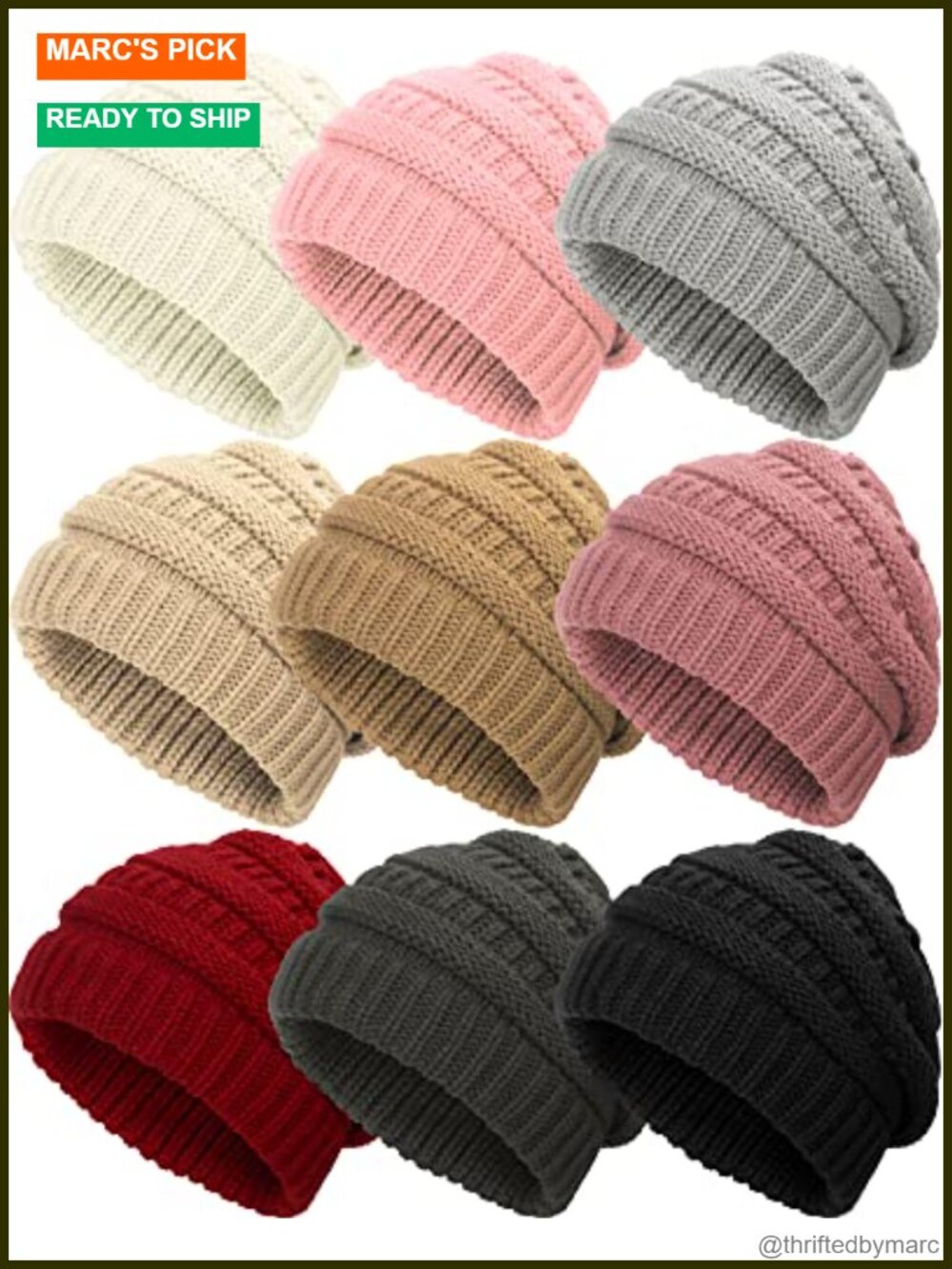 9 Pc Slouchy Beanies Women Acrylic Knit Winter Hats Cold Weather
